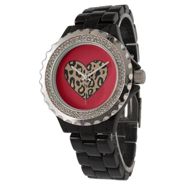 Retro Leopard Heart Watch Armbandsur (Vinklad)