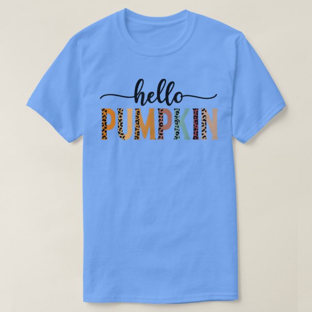 Retro Leopard Hej Pumpkin Fall Season Hösten Tha T Shirt (Design framsida)