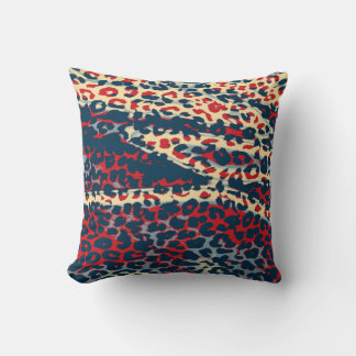 Retro Leopard Print Skin (BLue, Red, Bisque) Kudde