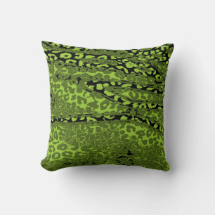 Retro Leopard Print Skin (Lime, Grönt, Black) Kudde