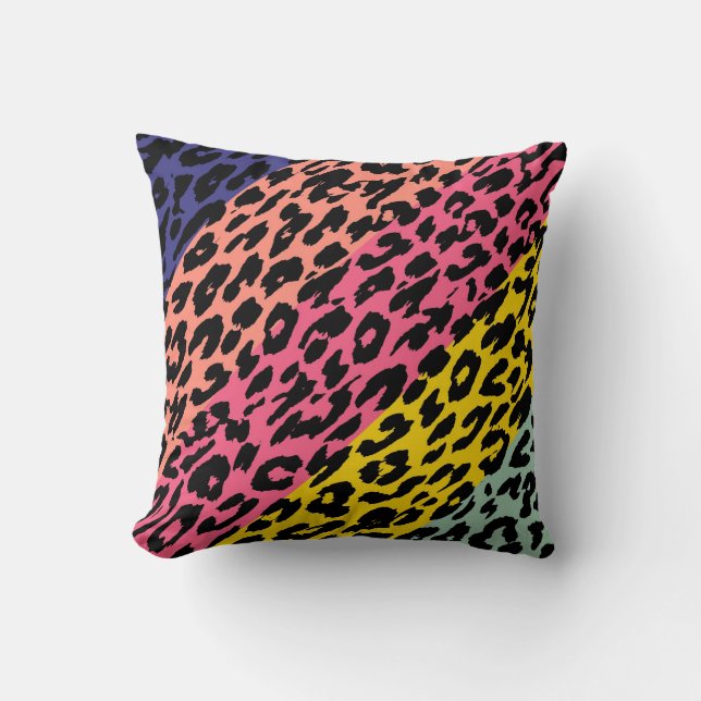 Retro Leopard Skriv ut Skin Rand Mönster 2 Kudde (Framsida)