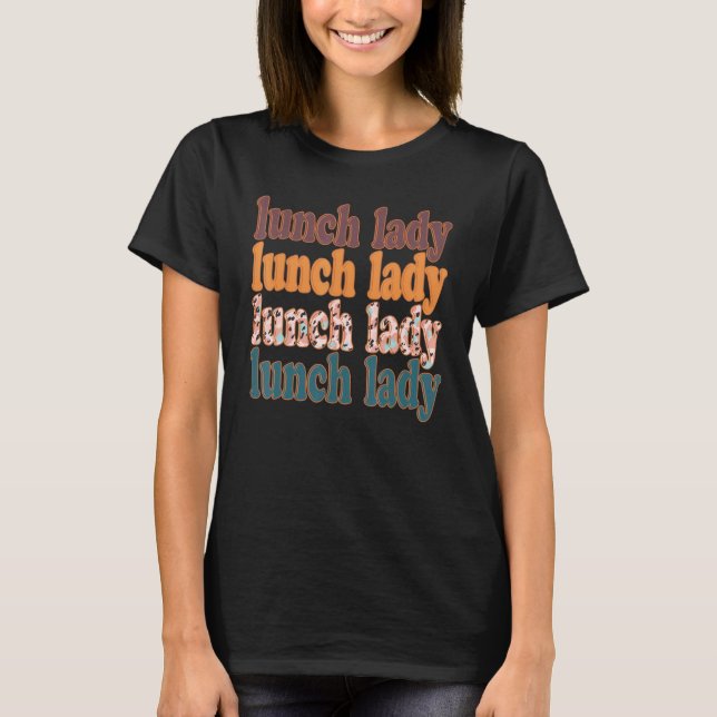 Retro Leopard som lär Lunch Lady T Shirt (Framsida)