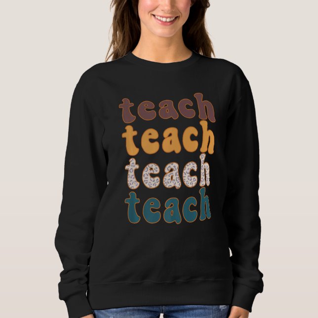 Retro Leopard Teach For Teacher Elementary School  T Shirt (Framsida)