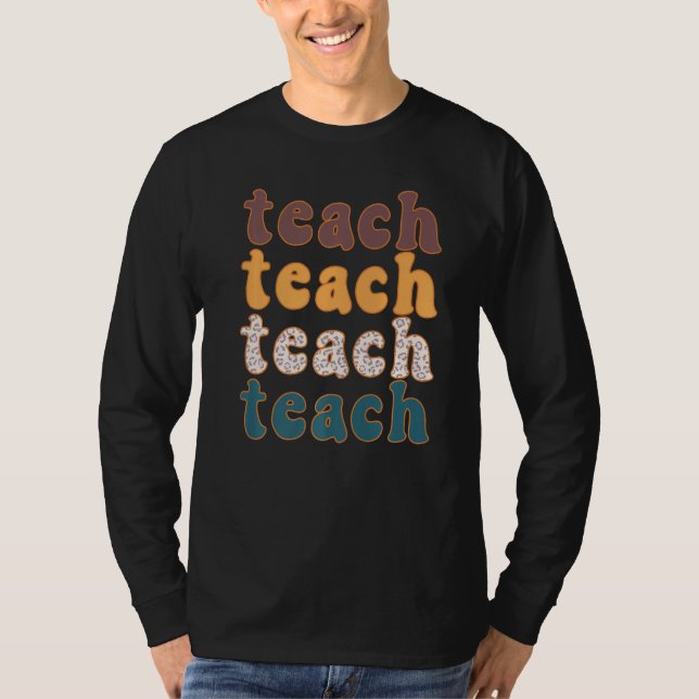 Retro Leopard Teach For Teacher Elementary School  T Shirt (Framsida)