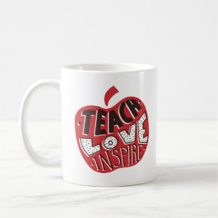 Retro Leopard Teach Kärlek Inspire Art Kaffemugg