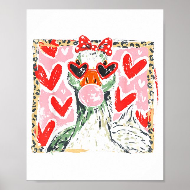 Retro Leopard Valentine Goose Funny Nk Coquette Lo Poster (Framsidan)
