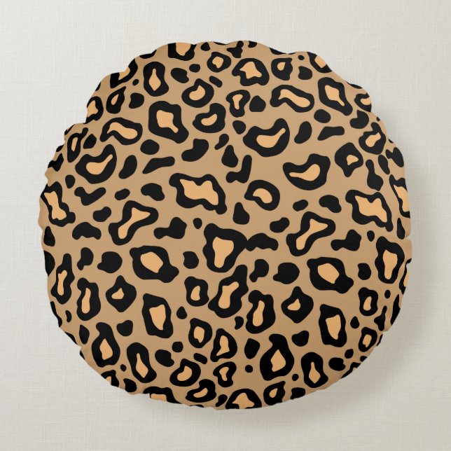 Retro leoparddjur tryckt rund kastkudde kudde (Framsidan)