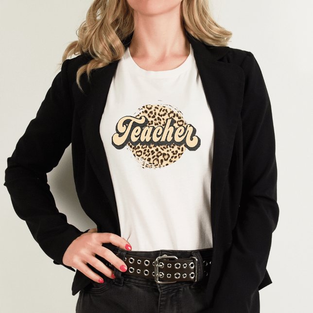 Retro Leopardmönster Jag Söt Lärare T Shirt (Retro Leopard Teacher T-Shirt)