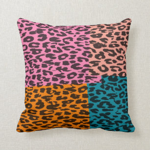 Retro Leopardtryck (grönt, rosa, lila, orangen) Kudde