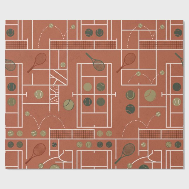 Retro lera tennis geometrisk presentpapper (Platt)