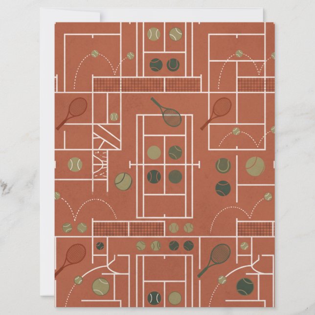 Retro lera tennis geometriskt scrapbookpapper (Framsida)