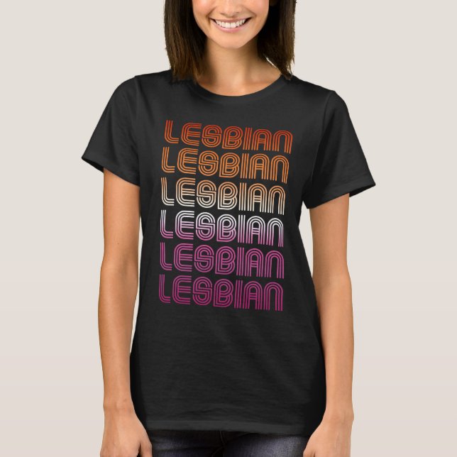 RETRO LESBISK STOLTHETSMÖNSTER T SHIRT (Framsida)