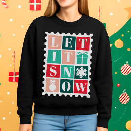 Retro Let It Snow Jul Poststämpel Tröja