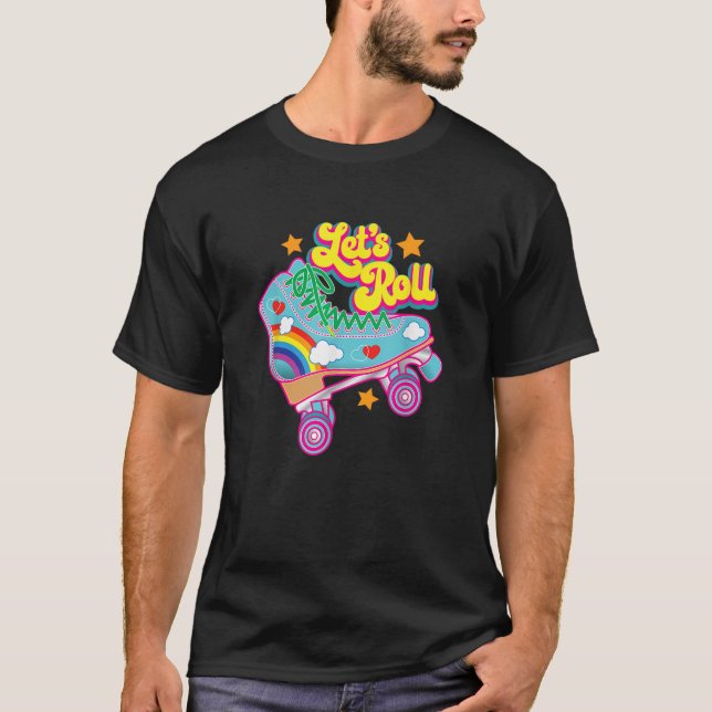 Retro Let s Roll RollerSKING Cute Roller Skater T Shirt (Framsida)