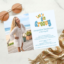 Retro Let's Get Groovy Photo 60th Birthday Party Inbjudningar