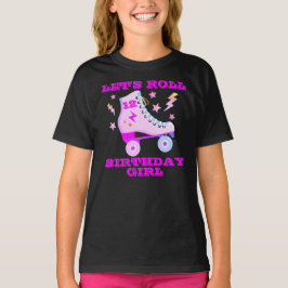 Retro Lets Roll Roller Skating Neon Rosa T-Shirt