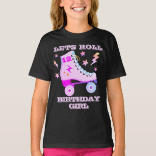 Retro Lets Roll Roller Skating Neon Rosa T Shirt