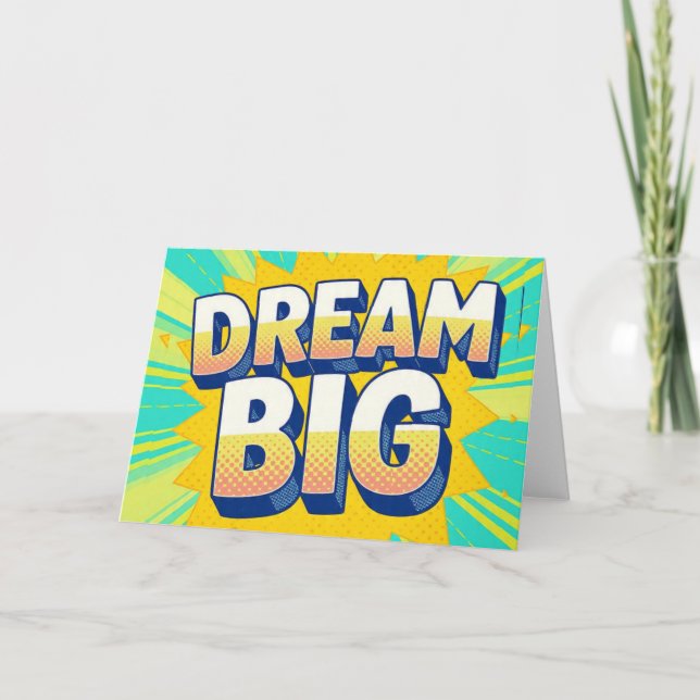 Retro lettering dream big text kort (Framsida)
