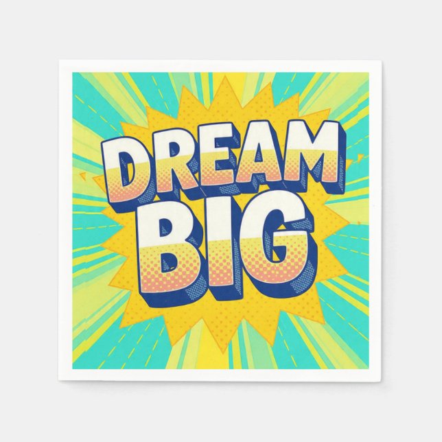 Retro lettering dream big text pappersservett (Framsidan)