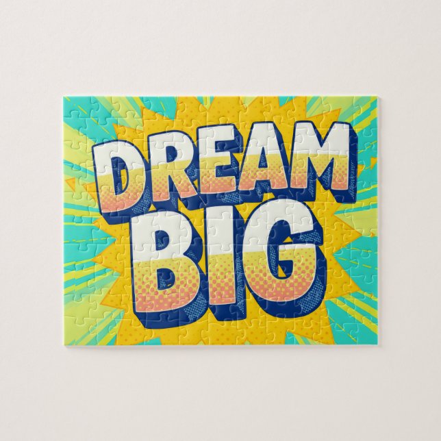 Retro lettering dream big text pussel (Horisontell)