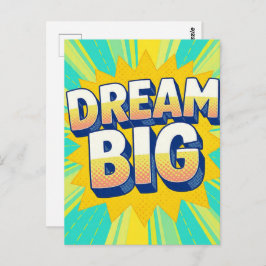 Retro lettering dream big text vykort