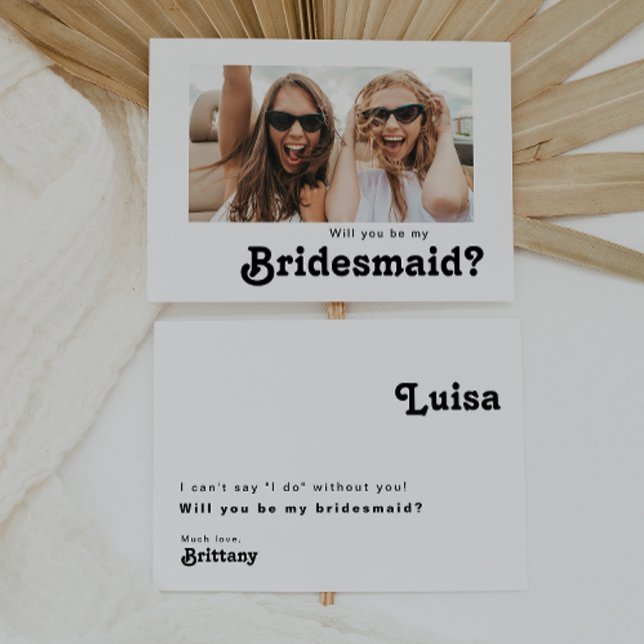 Retro Lettering Photo Bridesmaid Frieri kort (Skapare uppladdad)