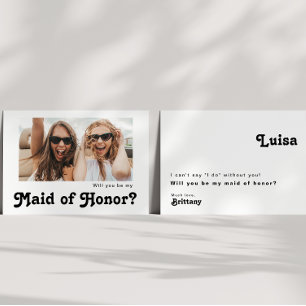 Retro Lettering Photo Maid of honor Frieri kort