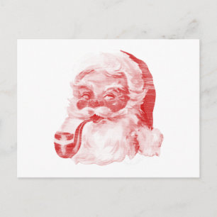 Retro Letterpress Stil Santa med Pipe Helg Vykort