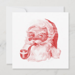 Retro Letterpress Stil Santa med Pipe Julkort