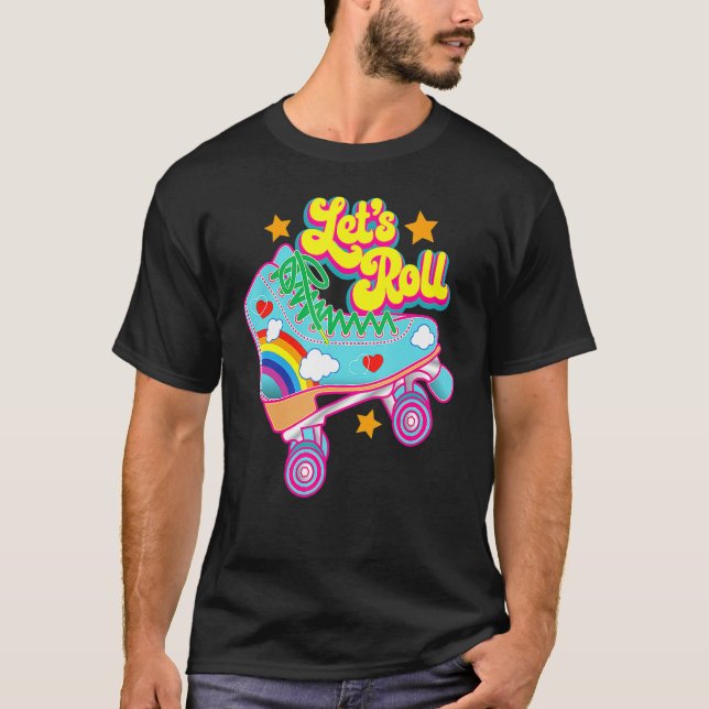 Retro Letu2019s Roll Rollerskating Cute Roller ska T Shirt (Framsida)