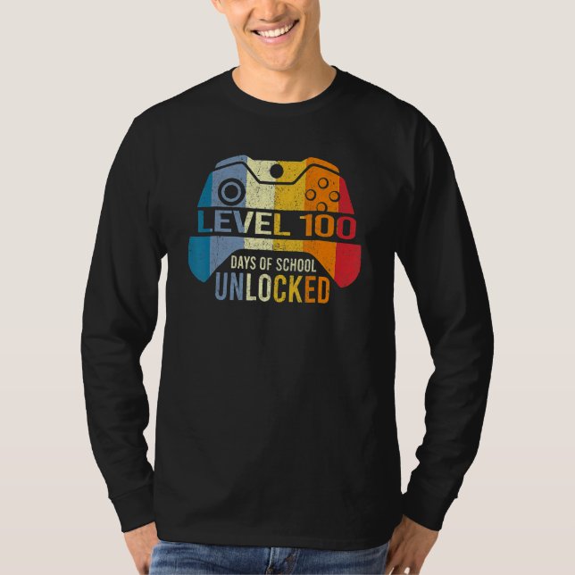 Retro Level 100 Days Of School Unlocked 100th Day  T Shirt (Framsida)