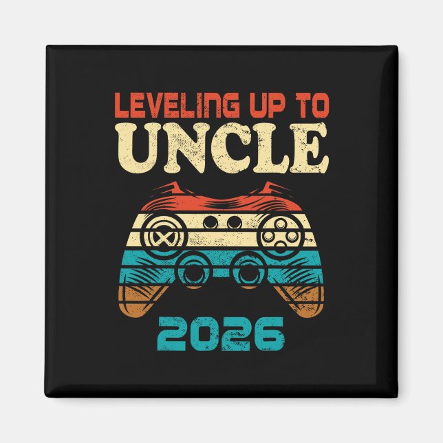 Retro Leveling Up Till Farbror 2026 Graviditets Me Magnet (Framsidan)