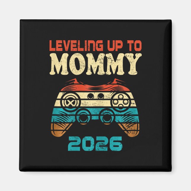 Retro Leveling Upp till Mamma 2026 Graviditetsmedd Magnet (Framsidan)