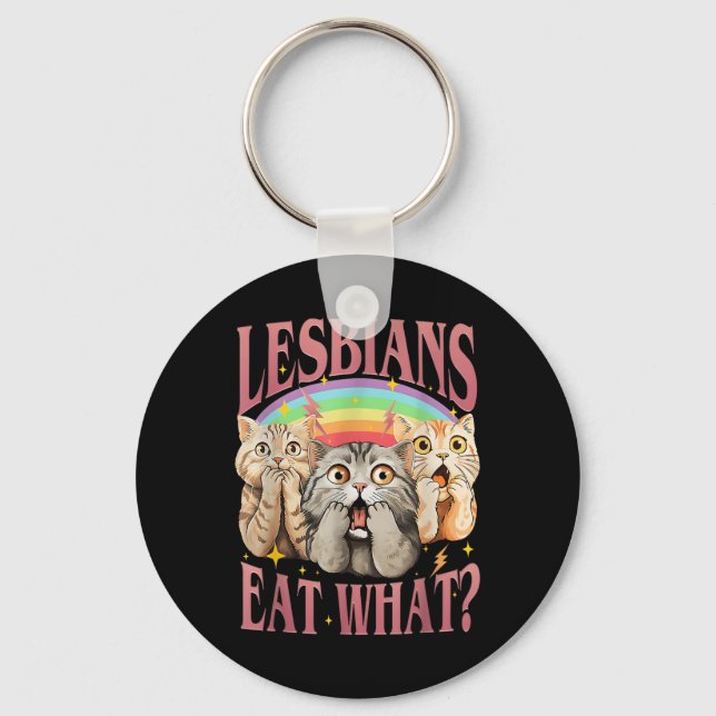 Retro Lgbt, ät vilken katt Lesbisk Pride månad lik Nyckelring (Framsida)