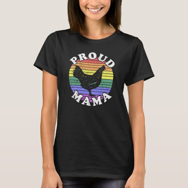 Retro LGBT Proud Chicken Mamma T Shirt (Framsida)
