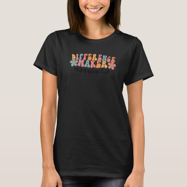 Retro Librarian DifferensMaker Librarian Life Ap T Shirt (Framsida)
