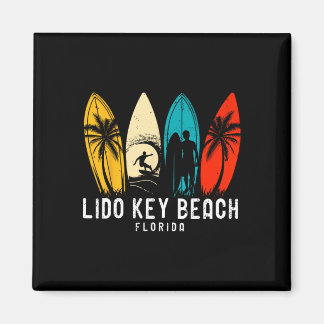 Retro Lido Key Beach Florida Surfbräda Design För Magnet