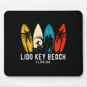 Retro Lido Key Strand Florida Surfbräda Design För Musmatta
