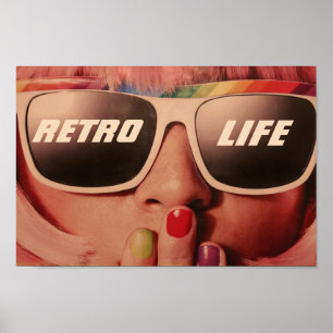 Retro Life-slogan 80 retro mode-flicka Poster