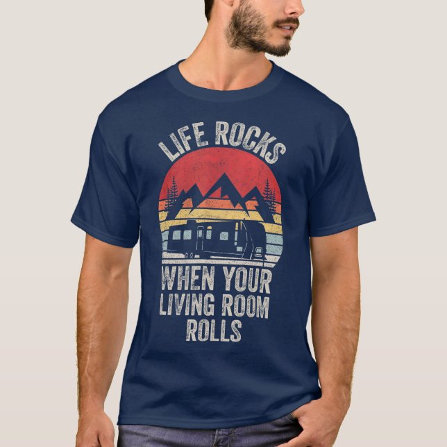 Retro Life Sten när ditt bostadsrum rinner ut i RV T Shirt (Framsida)