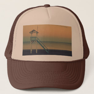 Retro Lifeguard Beach Torn Sunset Photo Keps