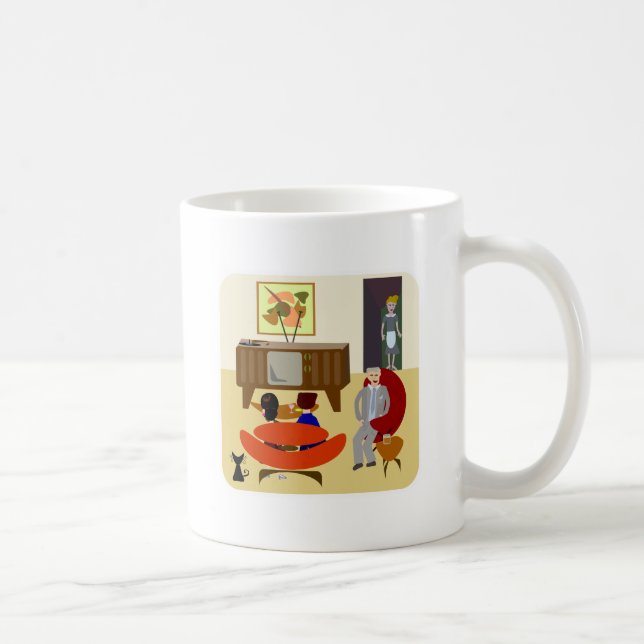 Retro Lifestyle Roligt Sextio Cute Home Art  Kaffemugg (Höger)