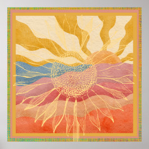Retro Ligcape med Giant Solros Poster