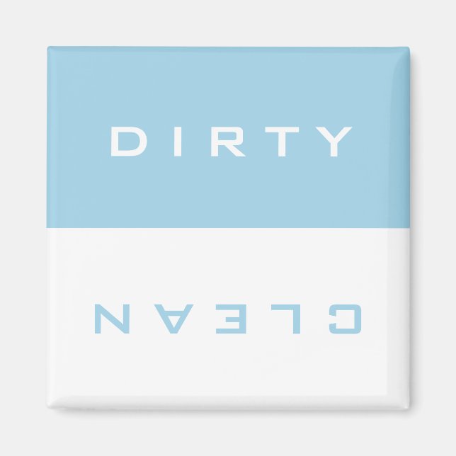 Retro Light Blue and White Dirty/Clean Dishwasher Magnet (Framsidan)