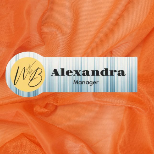 Retro Light Blue Modern Restaurant Employee Namnbricka (Skapare uppladdad)