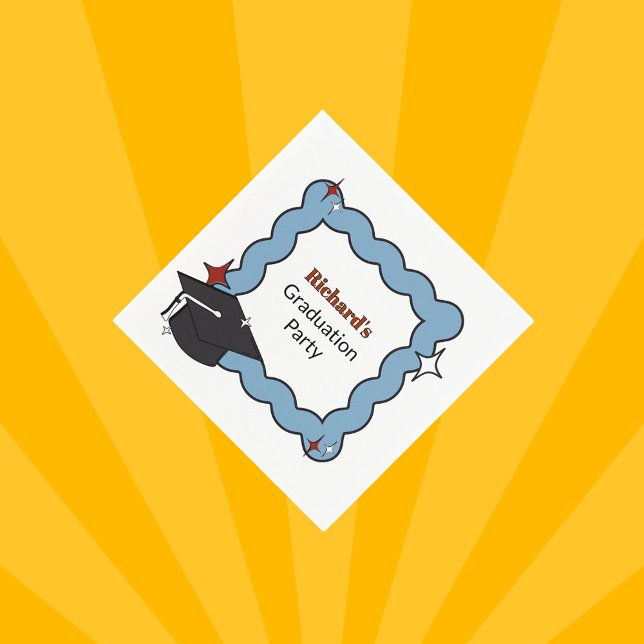 Retro Light Blue Squig Boy studentfest Pappersservett (Skapare uppladdad)