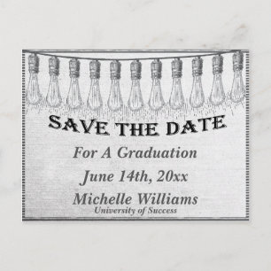 Retro Light Bulb Save Date Meddelande Vykort