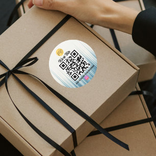 Retro LightBlue Modern Business Instagram Qr-kod Runt Klistermärke