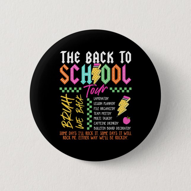 Retro Lightning Bolt Abcd Back To School Tour Teac Knapp (Framsida)