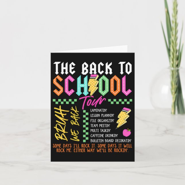 Retro Lightning Bolt Abcd Back to school Tour Teac Kort (Framsida)